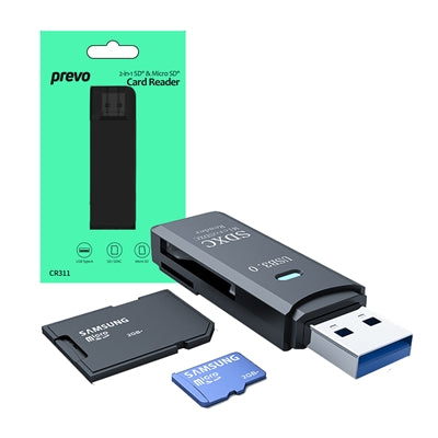 Prevo CR311 USB 3.0 Card Reader - Multi-Format SD/MicroSD Adapter Prevo CR311 USB 3.0 Card Reader - Multi-Format SD/MicroSD Adapter